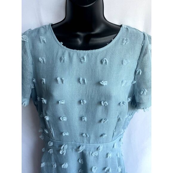 Anthropologie Sunday in Brooklyn Glenda Textured Dress Baby Blue Size M Flare - Picture 3 of 12